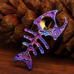 Titanium Alloy Fishbone Shape Bottle Opener Keychain Necklace Pendant EDC DIY 07FC0E-D4 - KOEEK