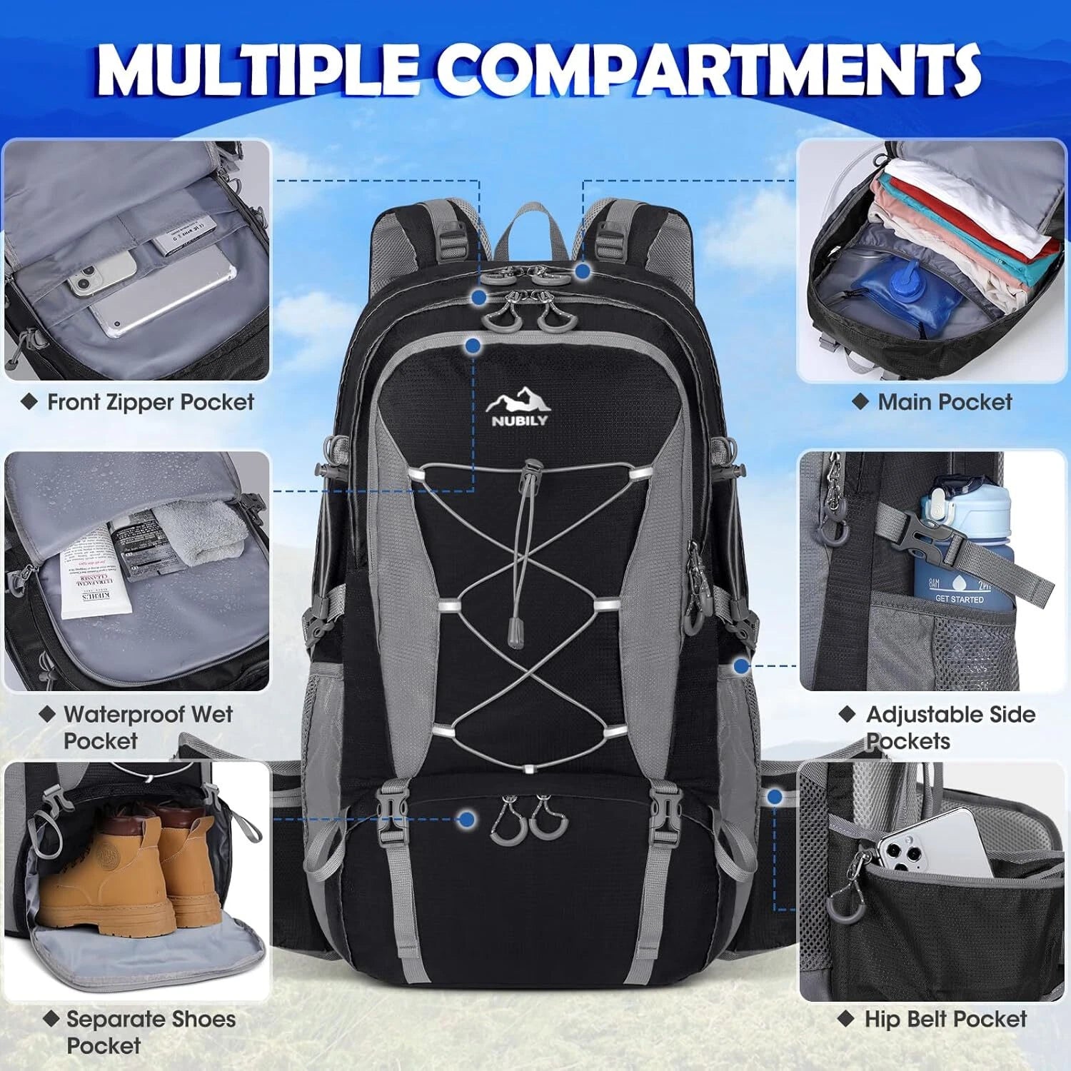 50L travel backpack for men and women lightweight outdoor travel backpacks 07FC0E-D4 - KOEEK