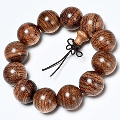 20 mm Vietnam Agarwood Wooden Bracelets Tiger Pattern Buddha Round Beads 07FC0E-D4 - KOEEK