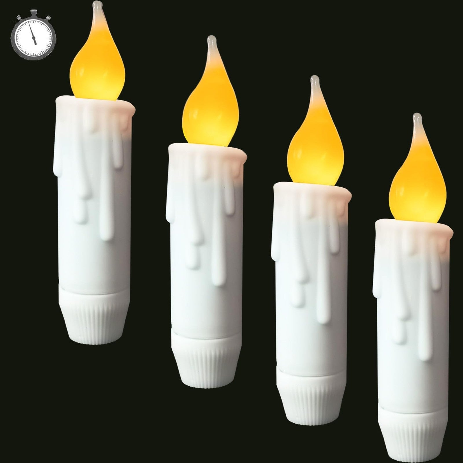 .White Short Taper Candles Battery Operated Flickering Small Flameless Taper 07FC0E-D4 - KOEEK