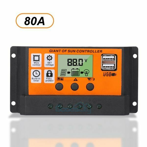 ny 12/24V 60/80/100A MPPT Solar Charge Controller Panel Batteriregulator Dual USB