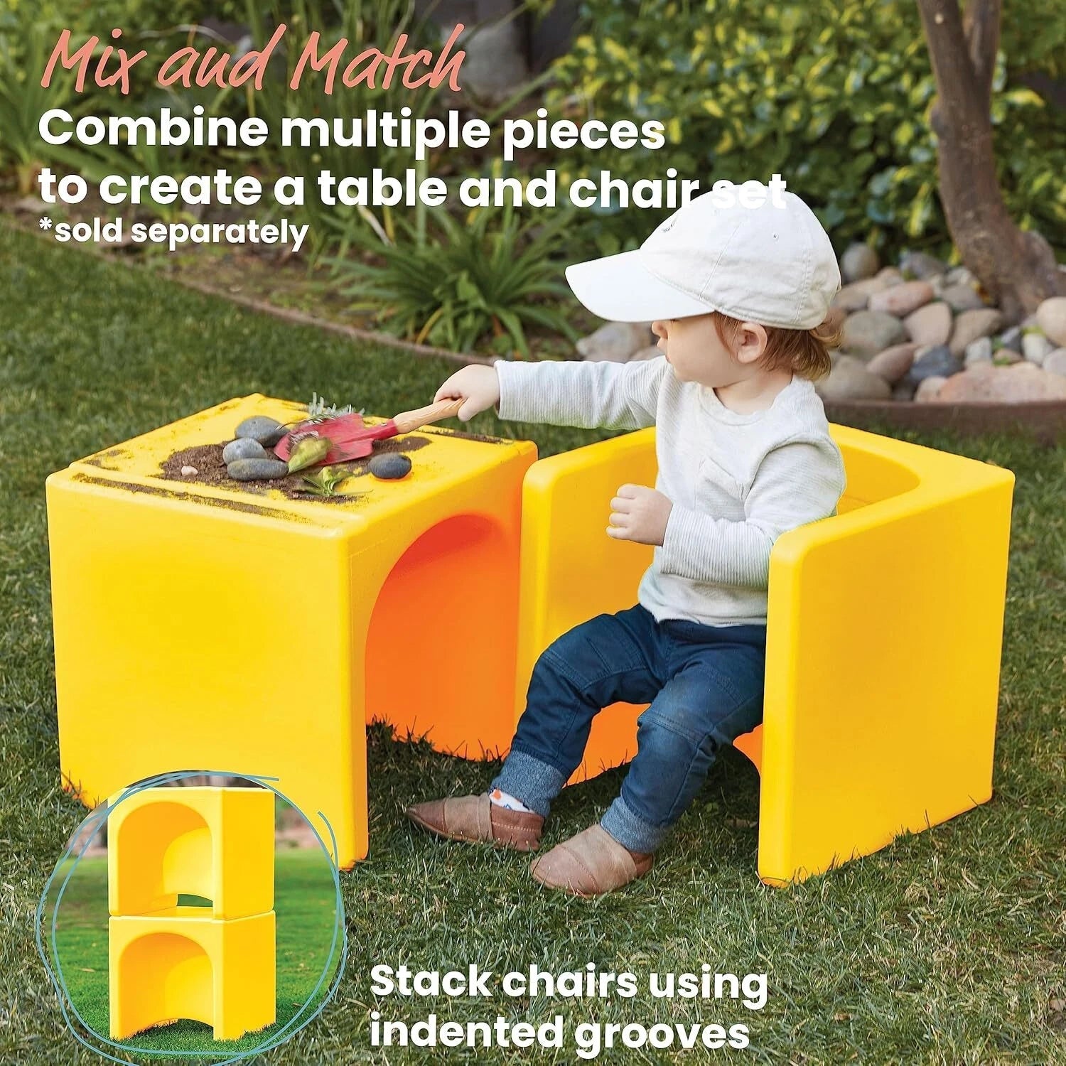3 in 1 Cube Chair, Children's Furniture, Yellow 07FC0E-D4 - KOEEK