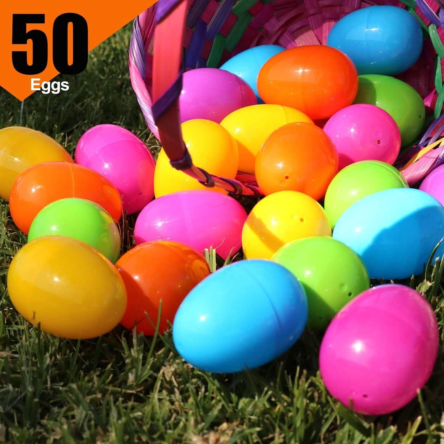 Plastic Bright Easter Egg Assortment 50 Pcs Perfect for Easter Egg Hunt/Surprise 07FC0E-D4 - KOEEK