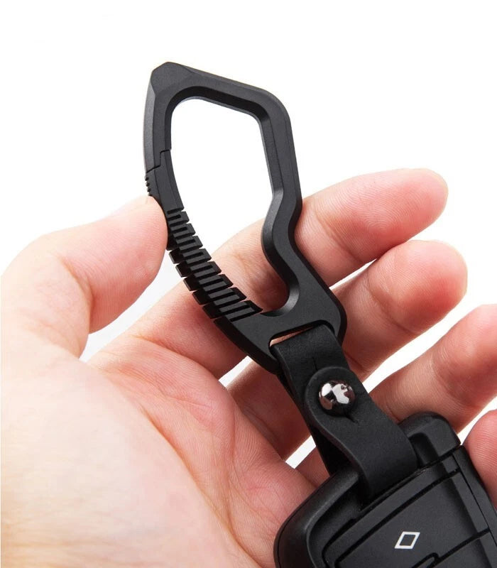 EDC Titanium Alloy + Leather Keychain Carabiner Waist Hanging Pendant Crowbar 07FC0E-D4 - KOEEK