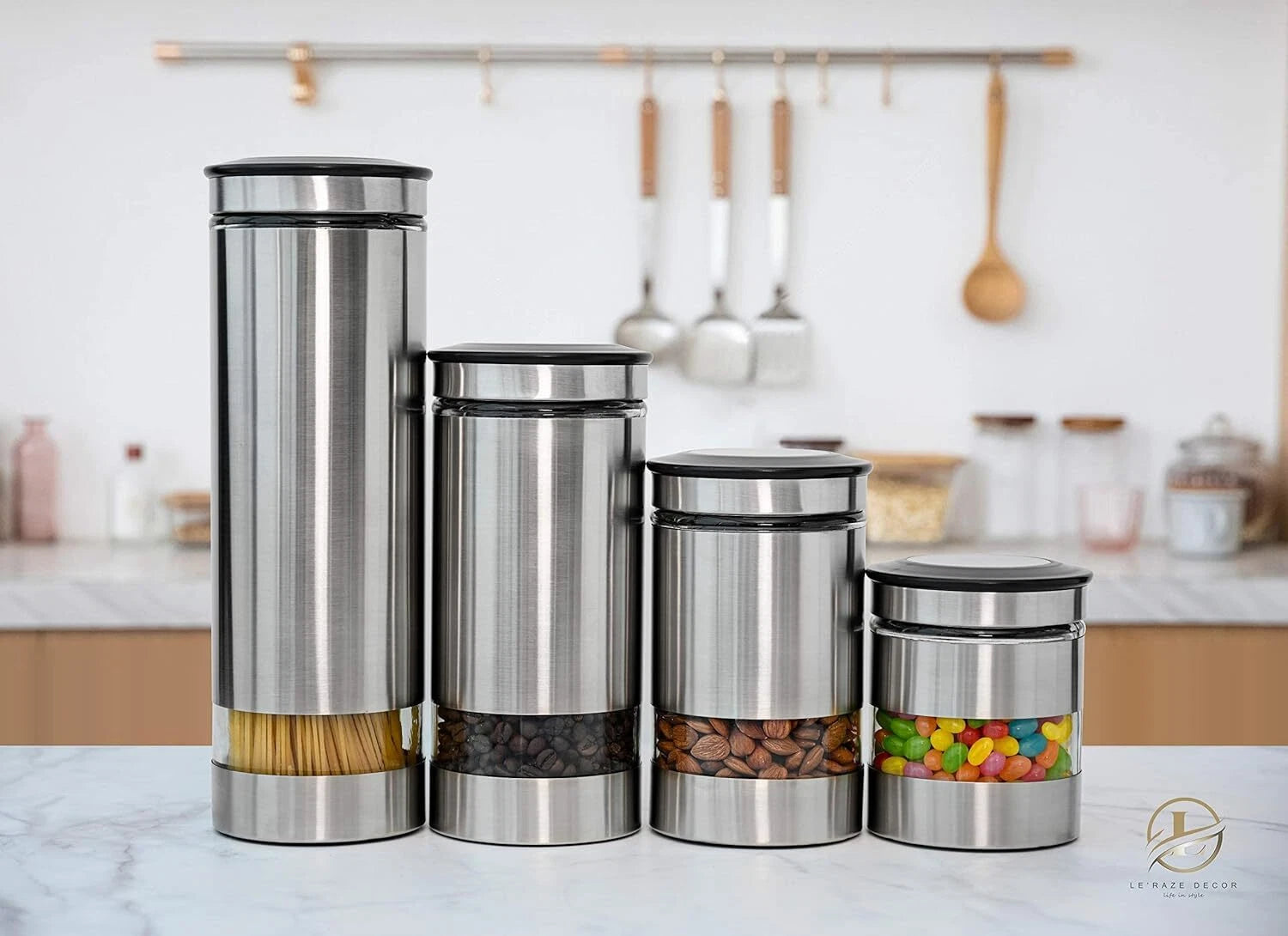 Kitchen Countertop Airtight Food Storage Container with Window, Set of 4 07FC0E-D4 - KOEEK