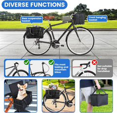 new Front Folding Bike Basket with Removable Liner Bag - Quick STANDARD, black 07FC0E-D4 - KOEEK