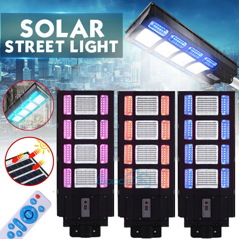 ny Super Bright Commercial Solar Street Light 7 Fargeendring Dusk to Dawn Road Lamp