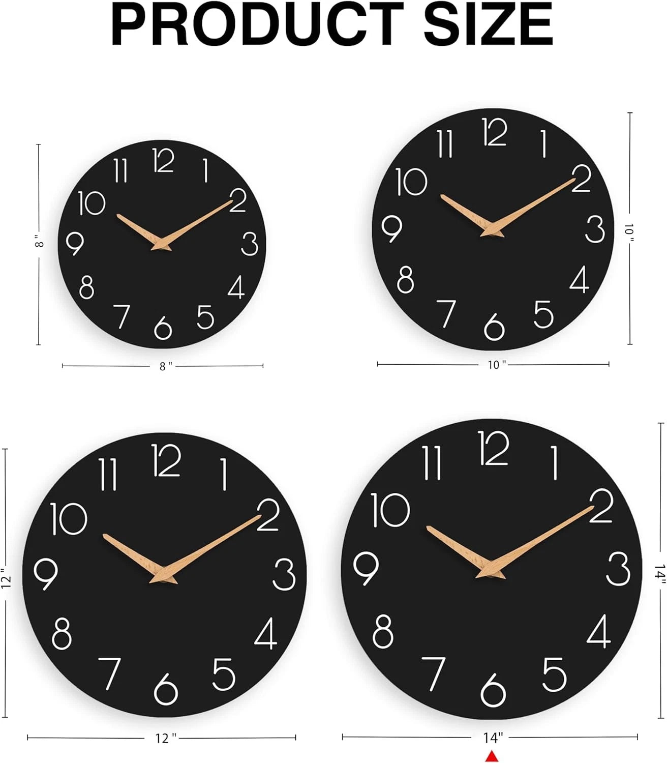 Wall Clock,14''Wooden Silent Non-Ticking, Decorative Battery Operated Wall Clock 07FC0E-D4 - KOEEK
