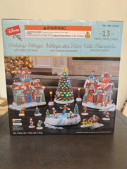 Disney Costco 13 Piece Holiday Village Christmas Set LIGHTS AND SOUNDS DISNEY - KOEEK