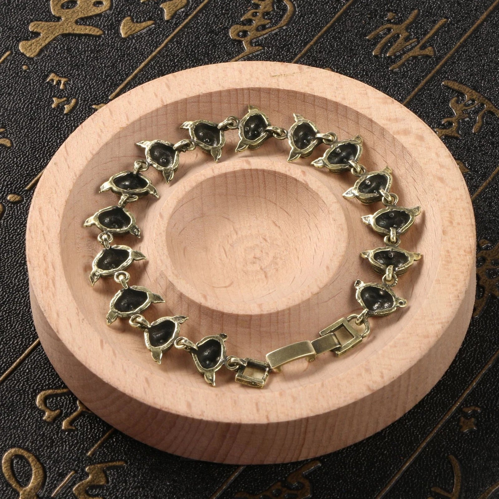 Aged Brass Bracelet Vintage Style Handcrafted Jewelry Men Women Couples Gift 07FC0E-D4 - KOEEK