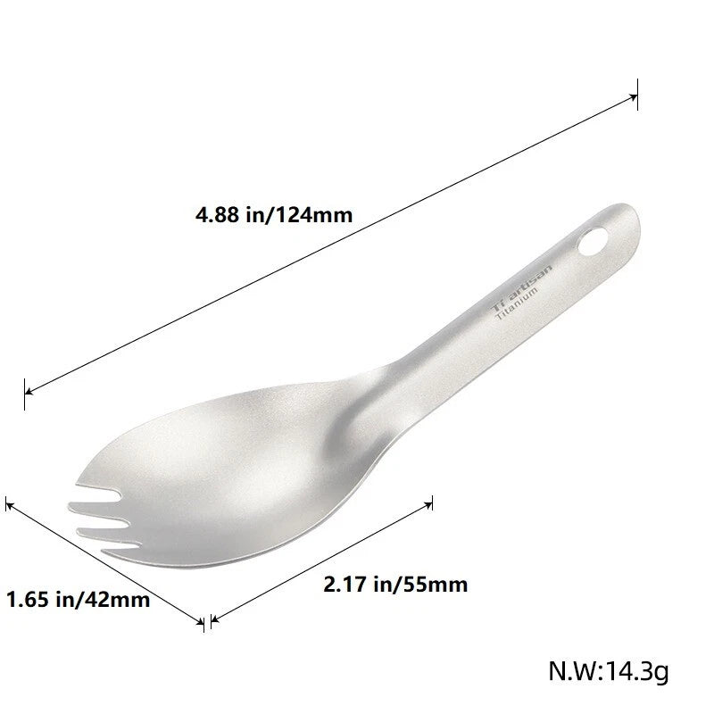 Titanium Spoon Spork Portable Ultralight Short Handle Camping Outdoor Tableware 07FC0E-D4 - KOEEK