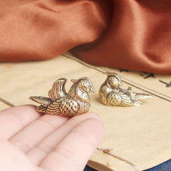 Pair Small Brass Mandarin Ducks Statue Feng Shui Love Figurine Decor 07FC0E-D4 - KOEEK