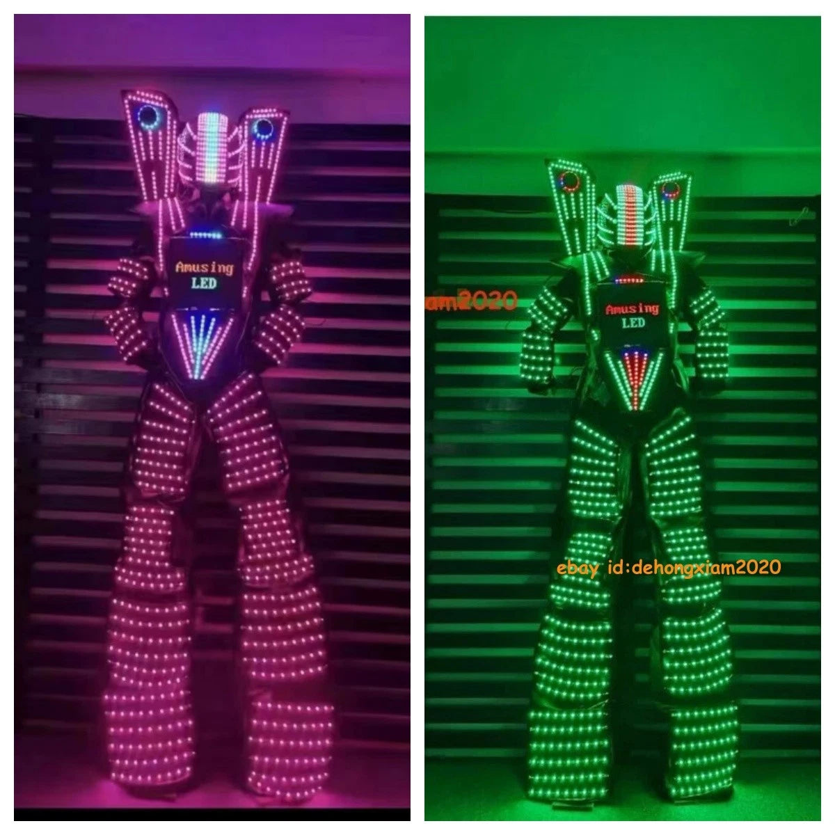 Illuminated Stilt Costume LED Robot Suit Armour DJ Party Show Light Clothing Set 07FC0E-D4 - KOEEK