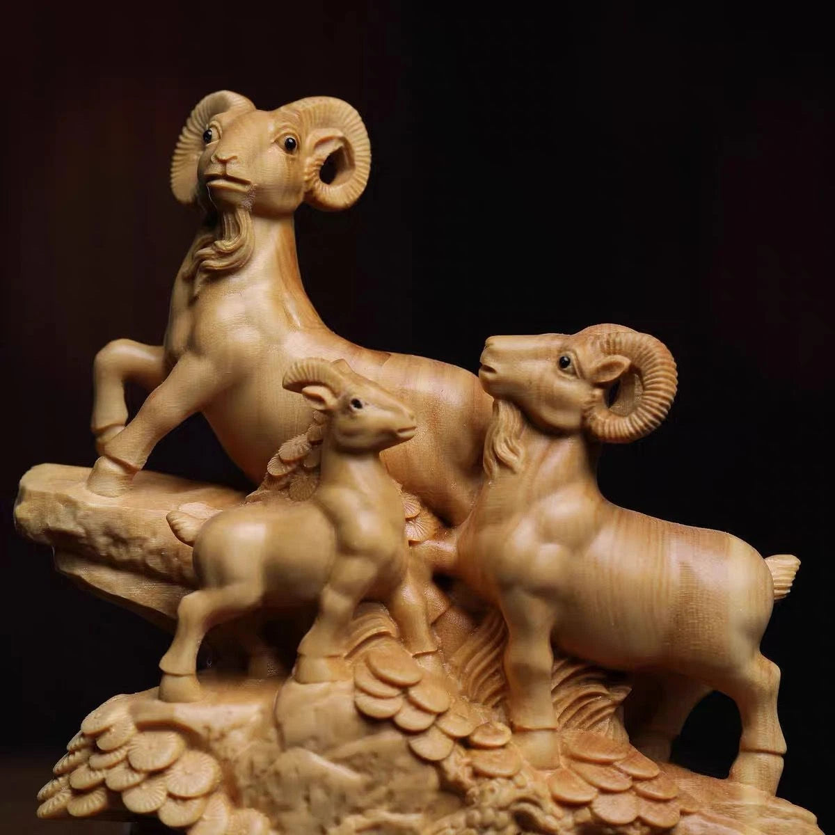 10*9*5cm Boxwood Sheep Zodiac Carving Figurine Home Decor Wood Craft Gift 07FC0E-D4 - KOEEK