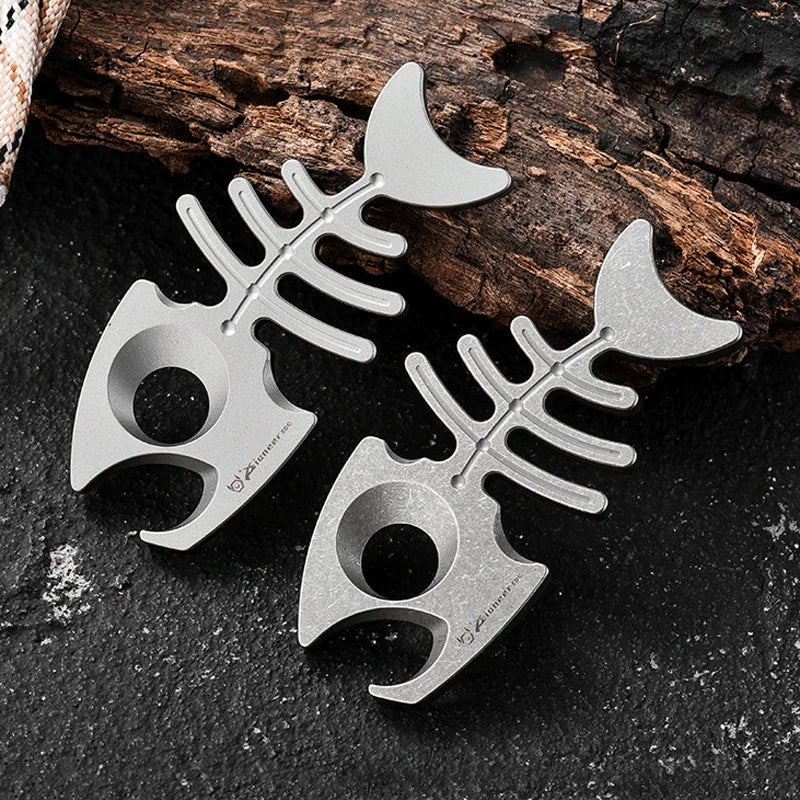 Titanium Alloy Fishbone Shape Bottle Opener Keychain Necklace Pendant EDC Gift 07FC0E-D4 - KOEEK