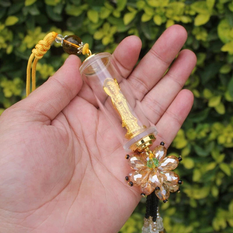 Three sided Buddha statue Guanyin Bodhisattva car pendant Buddhism 07FC0E-D4 - KOEEK