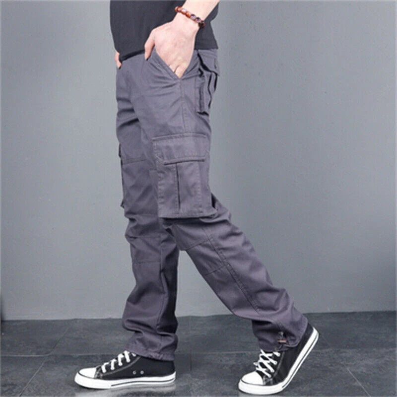 Cargo Pants Multi Pocket Men's Loose Straight Casual Pants Outdoor Pure Cotton 07FC0E-D4 - KOEEK
