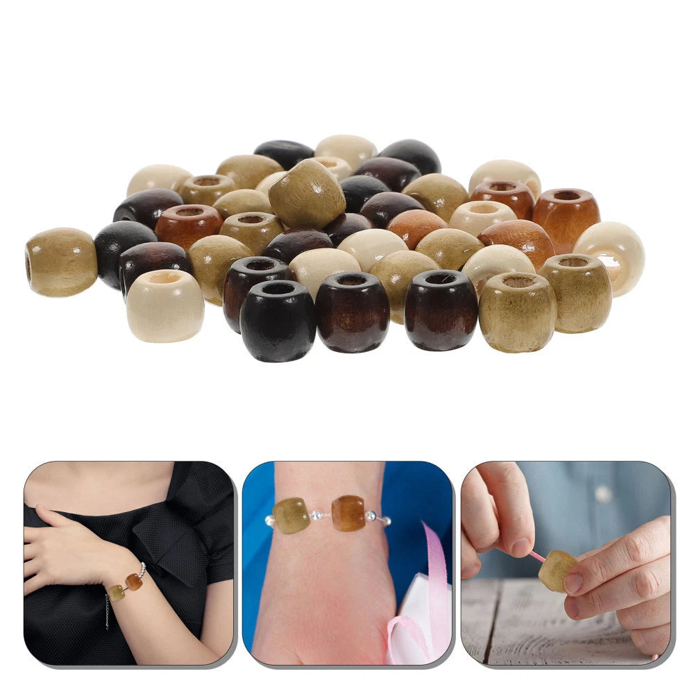 400Pcs Wooden Beads Bracelet Making Square Spacers Wreath Bulk Large Hole 07FC0E-D4 - KOEEK