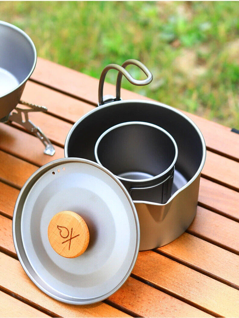 Portable Titanium Camping Pot Hanging Pot Detachable Handle Camping Cookware 07FC0E-D4 - KOEEK