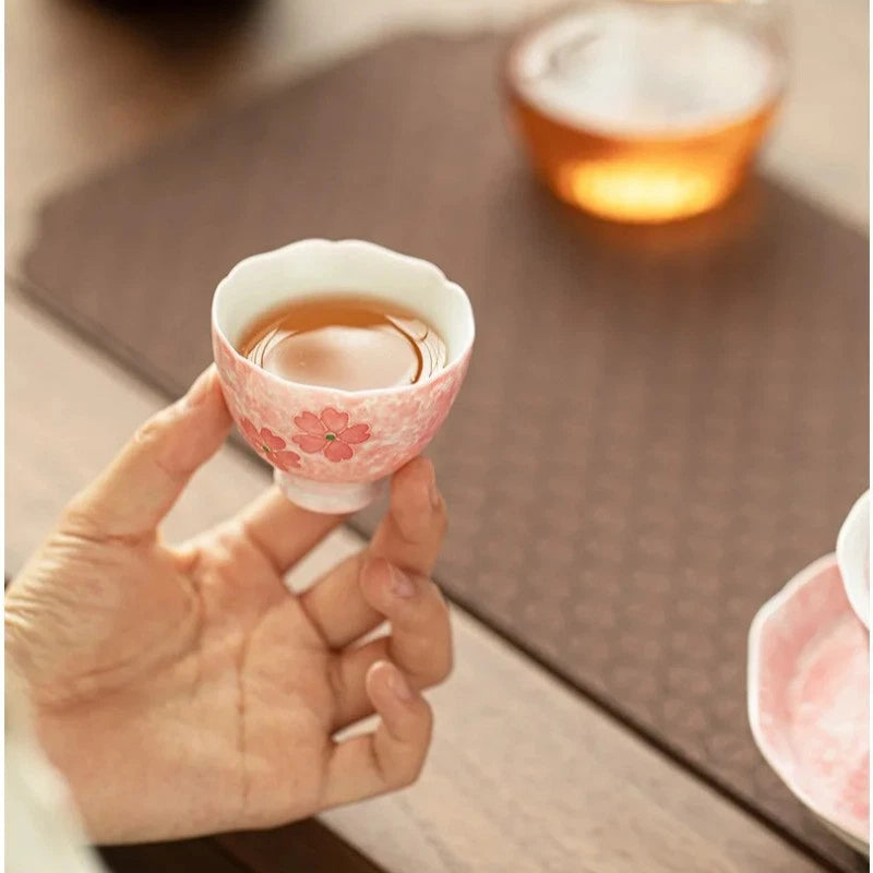 50ml Exquisite Hand-painted Cherry Blossom Teacup Ceramic Tea Set Master Cup 07FC0E-D4 - KOEEK