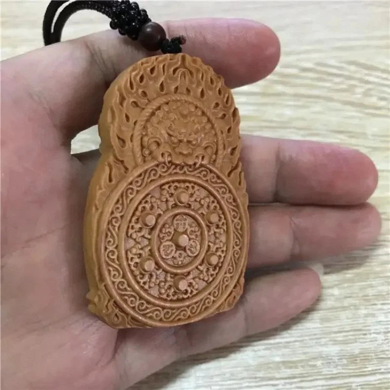 Natural Sandalwood Thousand-hand Guanyin Pendant Amulet Buddha Plaque Necklace 07FC0E-D4 - KOEEK