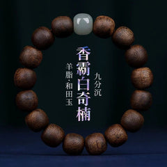 12mm Vietnamese Nha Trang Agarwood Natural Prayer Beads Bracelet Men Aged Qi Nan 07FC0E-D4 - KOEEK