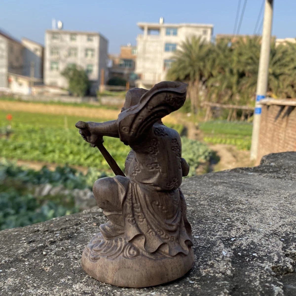 10*6cm White Kyara Agarwood Zhong Kui Figurine Wood Carving Feng Shui Home Decor 07FC0E-D4 - KOEEK