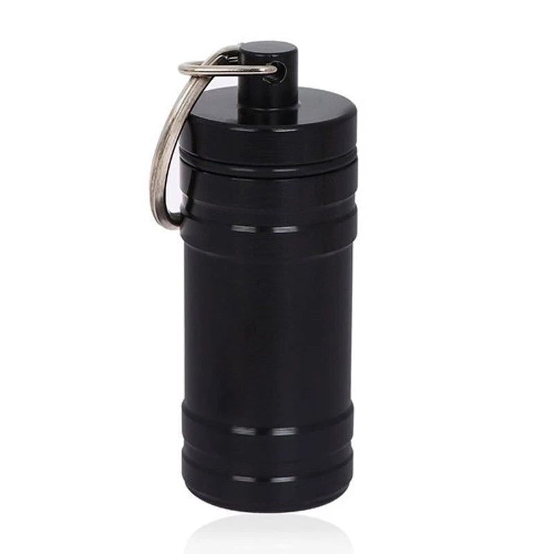 Premium Aluminum Waterproof Medication Pill Container Box Key Chain With Spoon 07FC0E-D4 - KOEEK