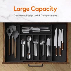 Silverware Drawer Organizer, Expandable Utensil Tray for Kitchen, BPA Free 07FC0E-D4 - KOEEK