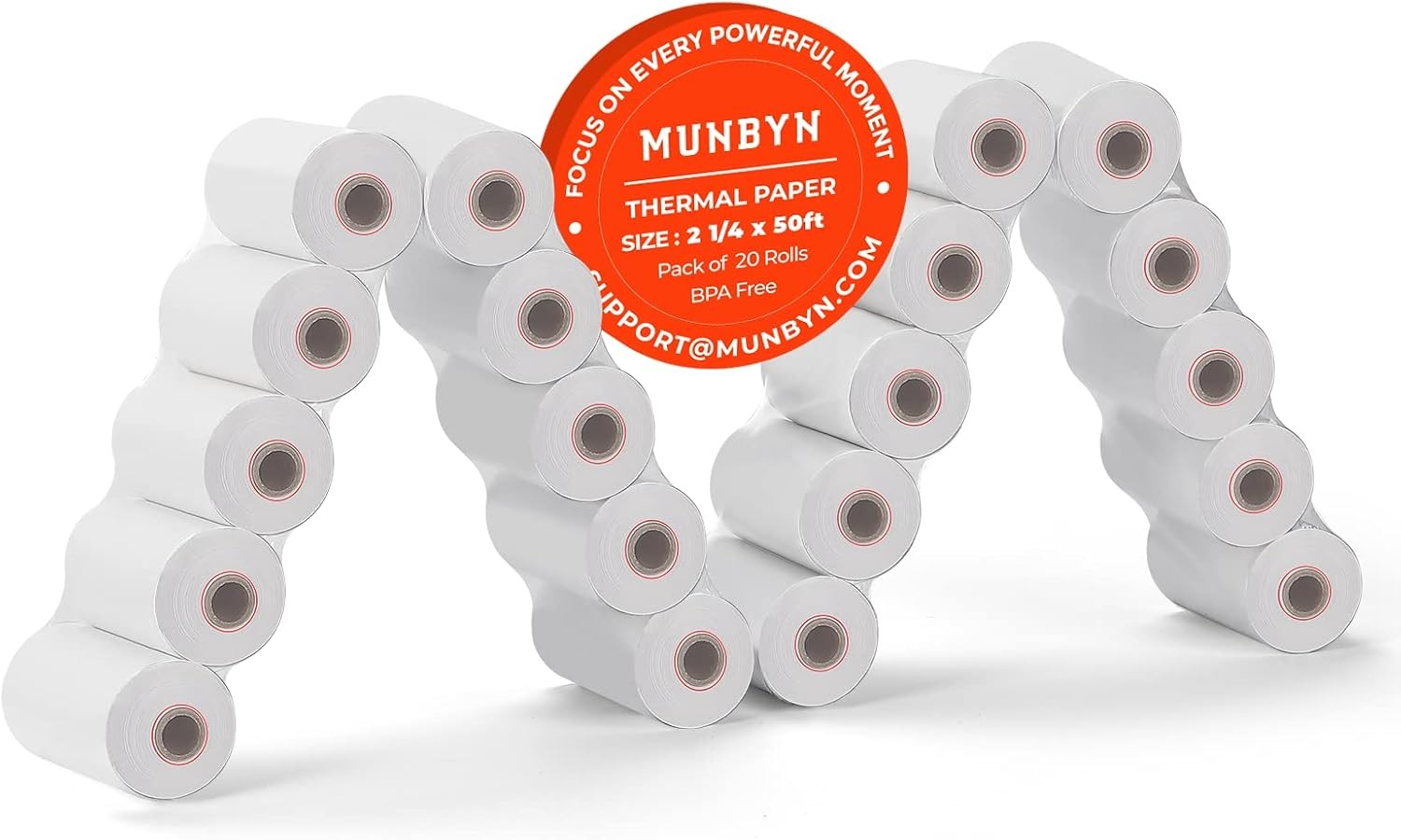 new MUNBYN 2 x 50ft Thermal Paper (20 Rolls), 2 x 50', white MUNBYN - KOEEK