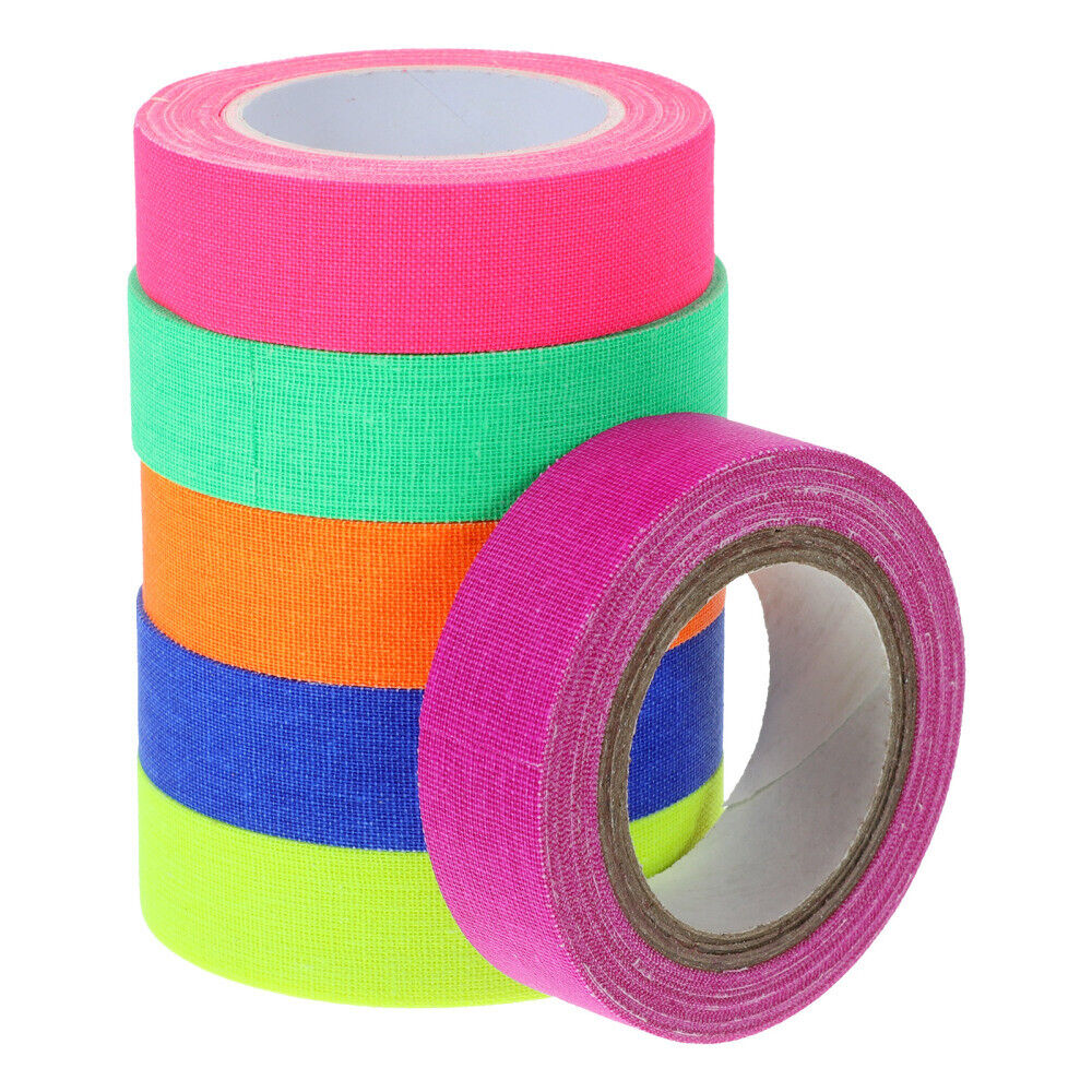 ny 6 ruller Neon Cloth Tapes Bright Spike UV Blacklight Høy viskositet Lysende