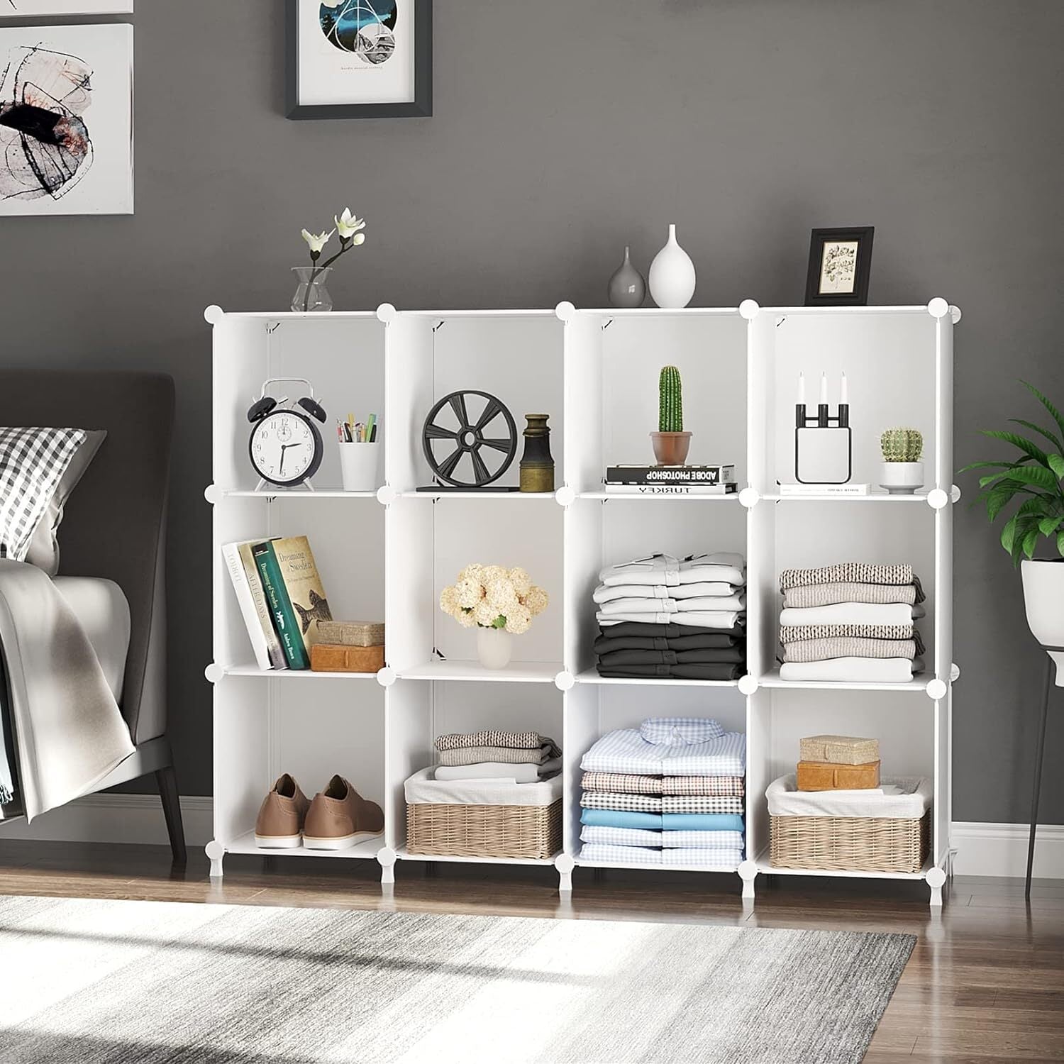 new AWTATOS Cube Storage Organizer 12 Bookshelf DIY 12 Cube, White