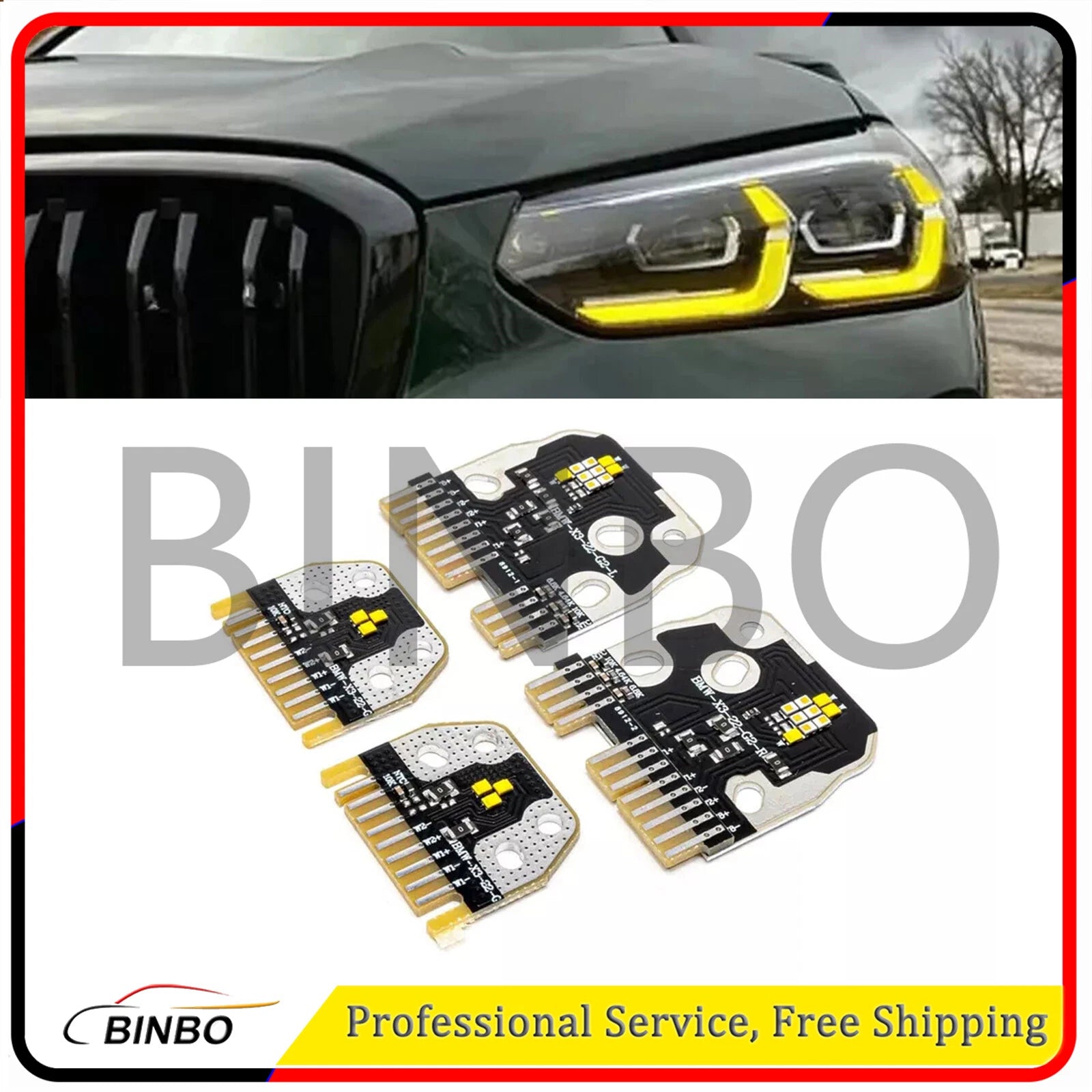 Yellow Angel Eye LED board For 2022-2024 BMW F97 X3M F98 X4M LCI LED Headlight 07FC0E-D4 - KOEEK