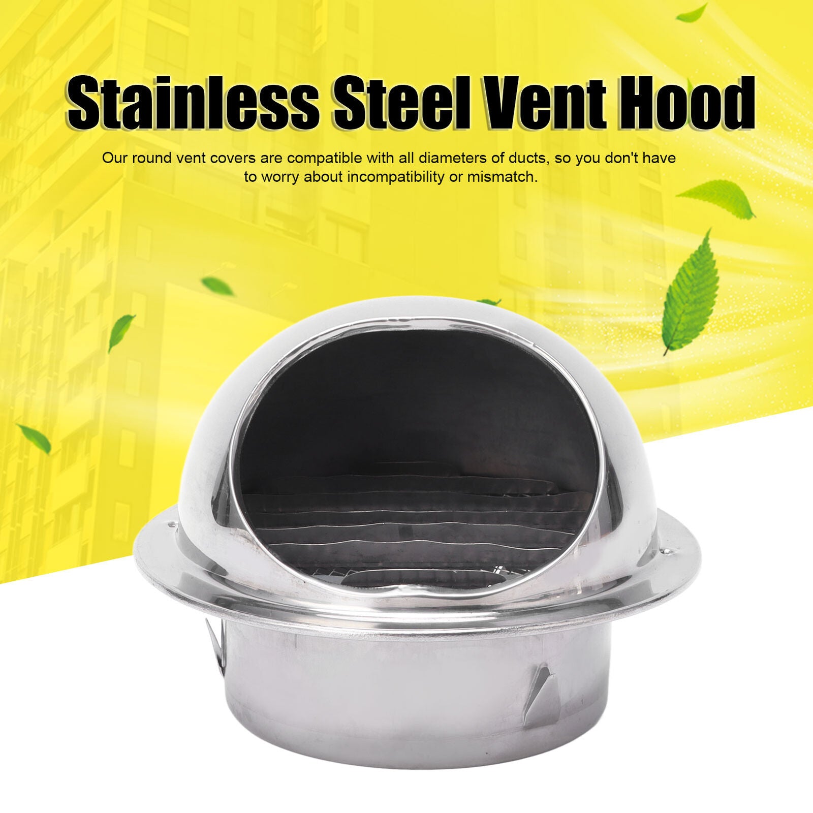 new 4in Stainless Steel Vent Hood Exterior Wind Cover Vent Cover Outlet Accessory koeek - KOEEK