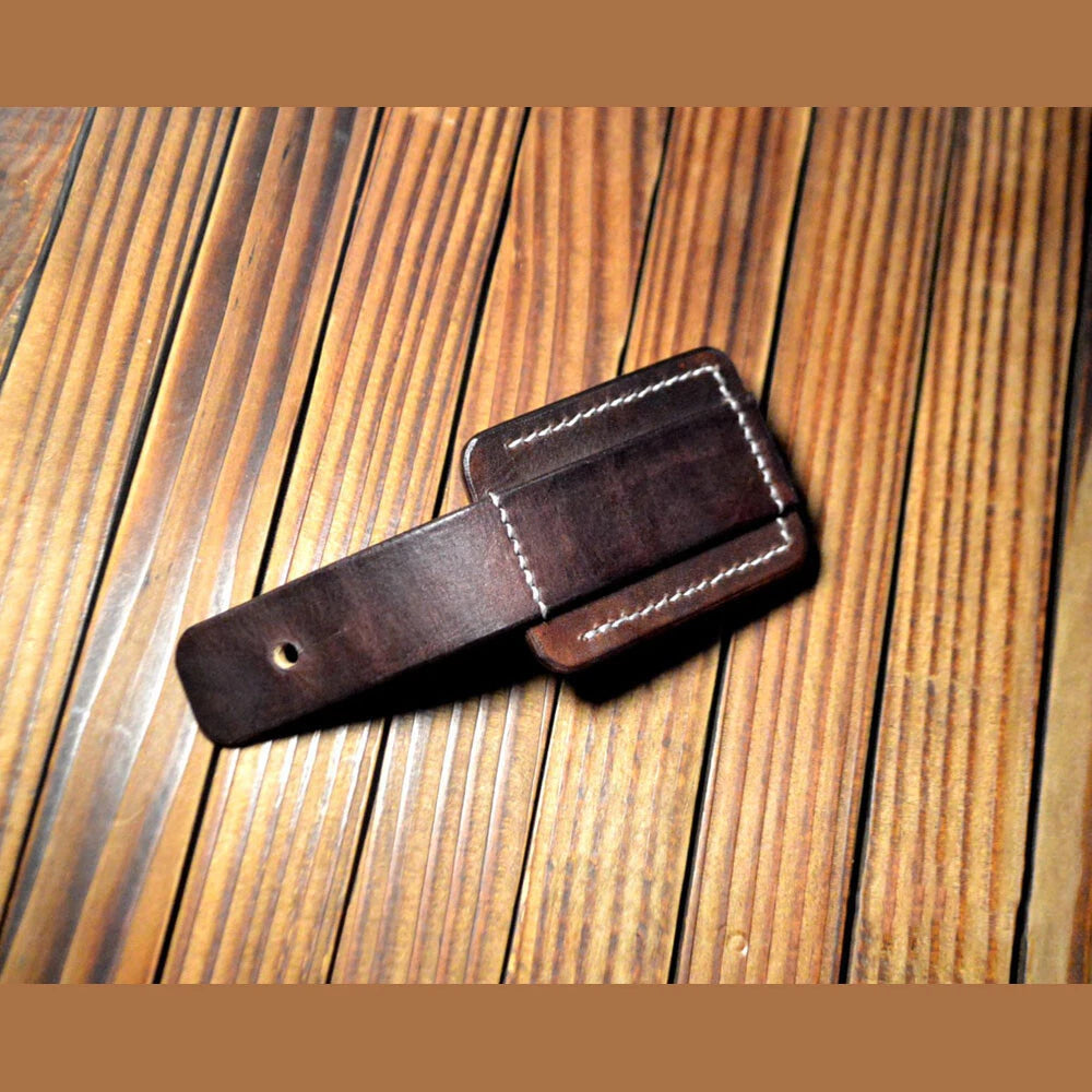 Hand made  Leather Case For Zippo Lighter Full Grain Cowhide Pouch Holder 07FC0E-D4 - KOEEK