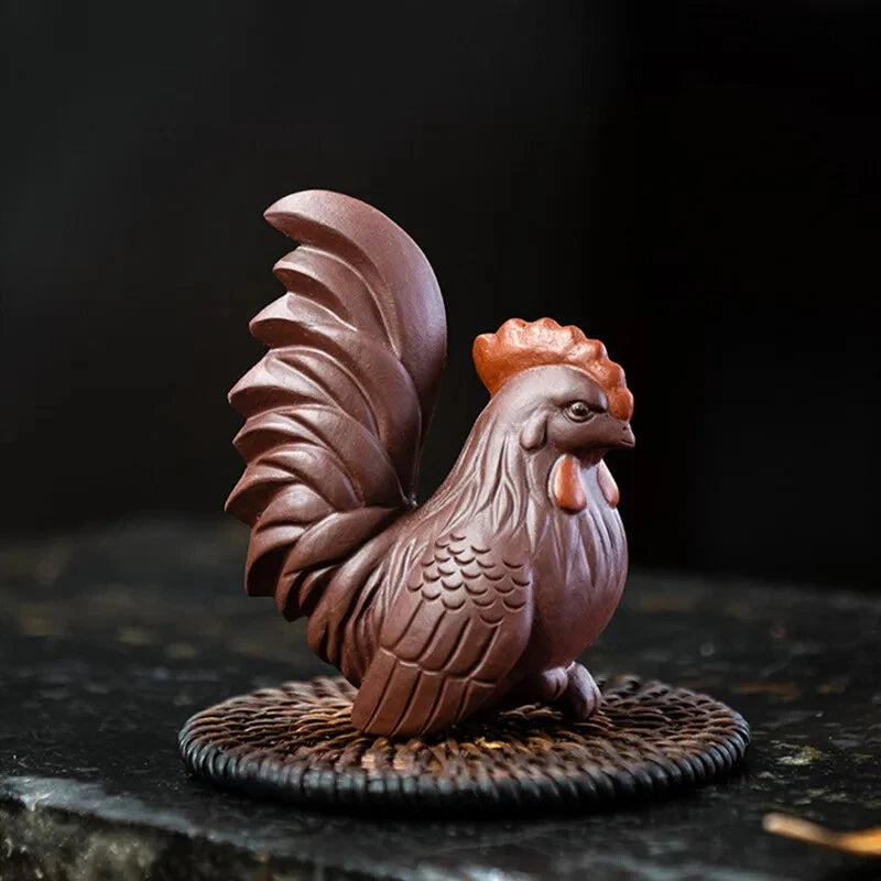 Yixing Handmade Sculpture Purple Clay Tea Pet Chicken Model Statue Tea Decors 07FC0E-D4 - KOEEK