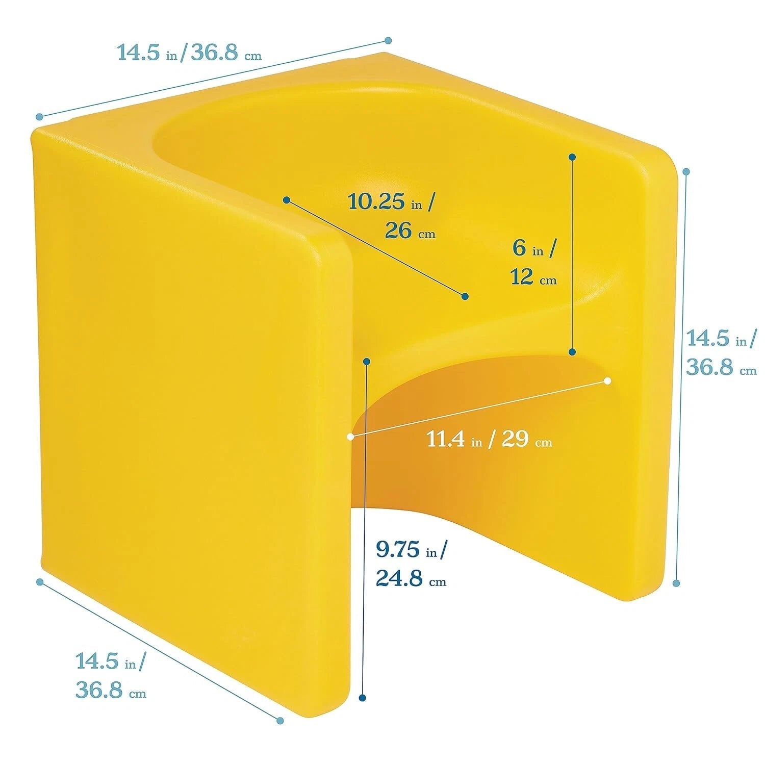 3 in 1 Cube Chair, Children's Furniture, Yellow 07FC0E-D4 - KOEEK