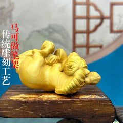 Boxwood Carved Zodiac Horse Pen Holder Desk Décor Home Office Gift Chinese Style 07FC0E-D4 - KOEEK