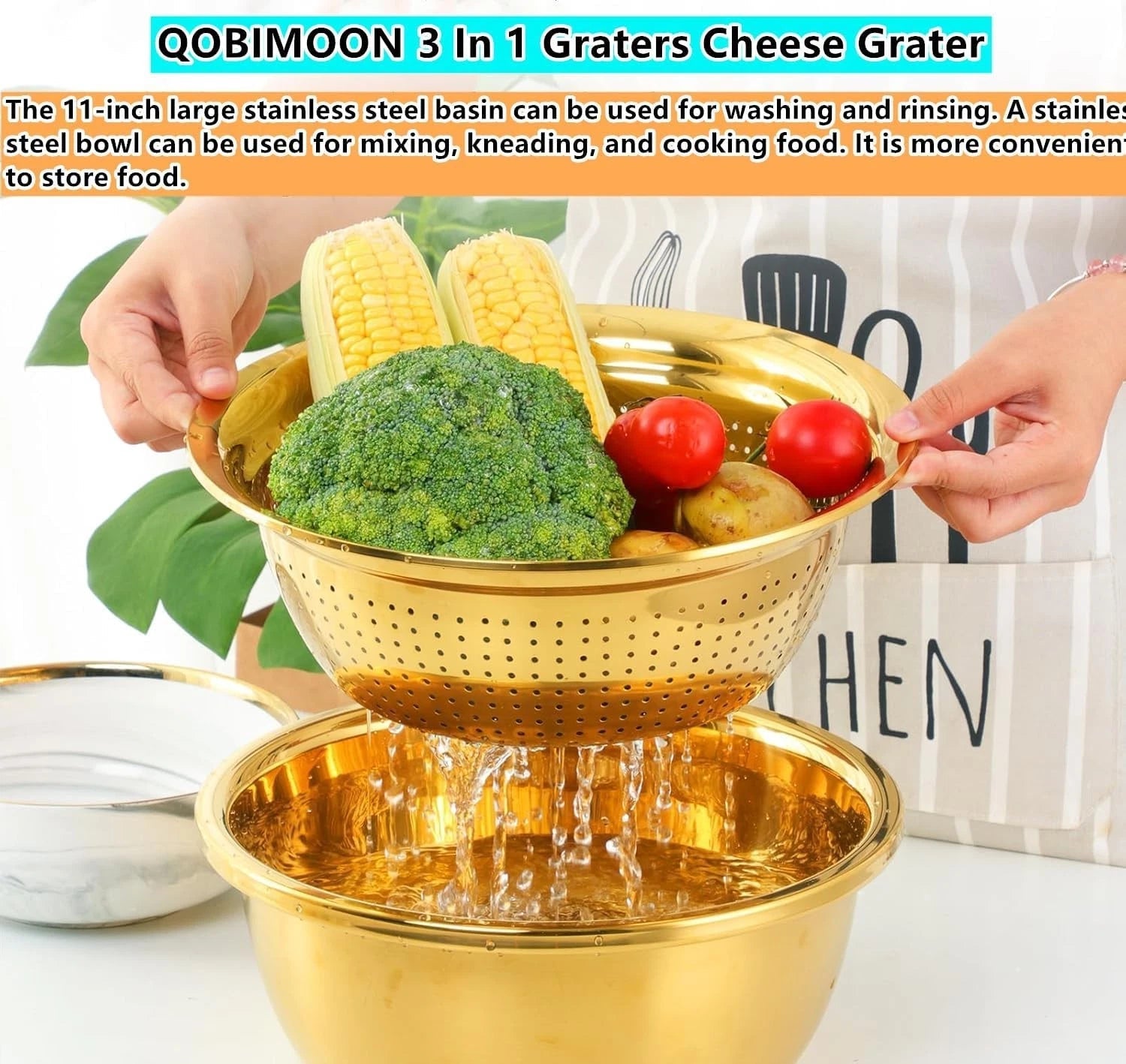 3 pieces/set Strainer Set Stainless Steel Vegetable Slicer Fruit Potato 07FC0E-D4 - KOEEK