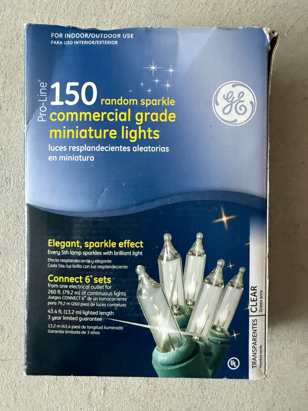 GE 150 Lights Random Sparkle Pro-Line Commercial Grade Clear NIB Holiday GE - KOEEK