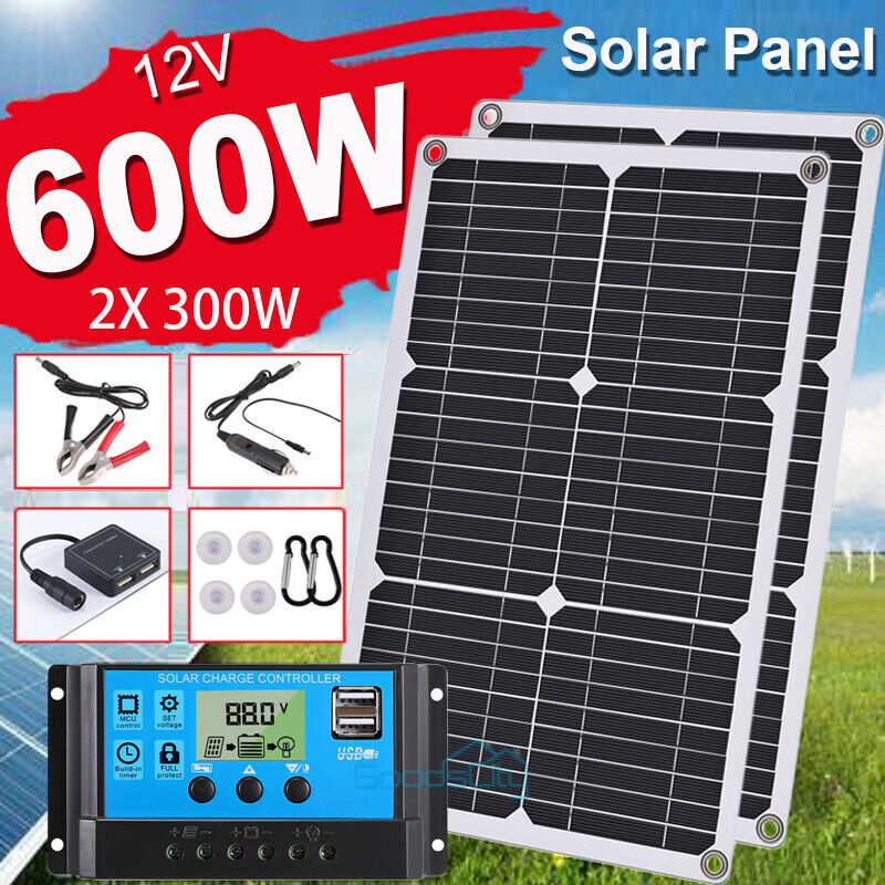 ny 800W Watt Mono Solcellepanel 12V Lading Off-Grid Batteristrøm RV Home Boat Camp