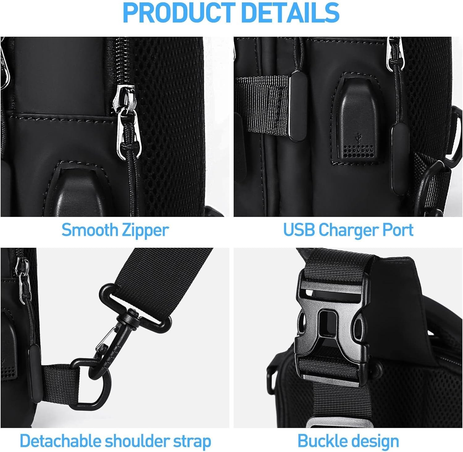 new SEAFEW Anti Theft Sling Crossbody Backpack Shoulder Bag for Men, Black SEAFEW - KOEEK