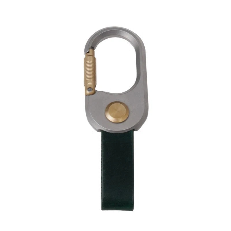 Titanium Brass  Leather Keychain Durable Car Key Holder Carabiner Clip 07FC0E-D4 - KOEEK