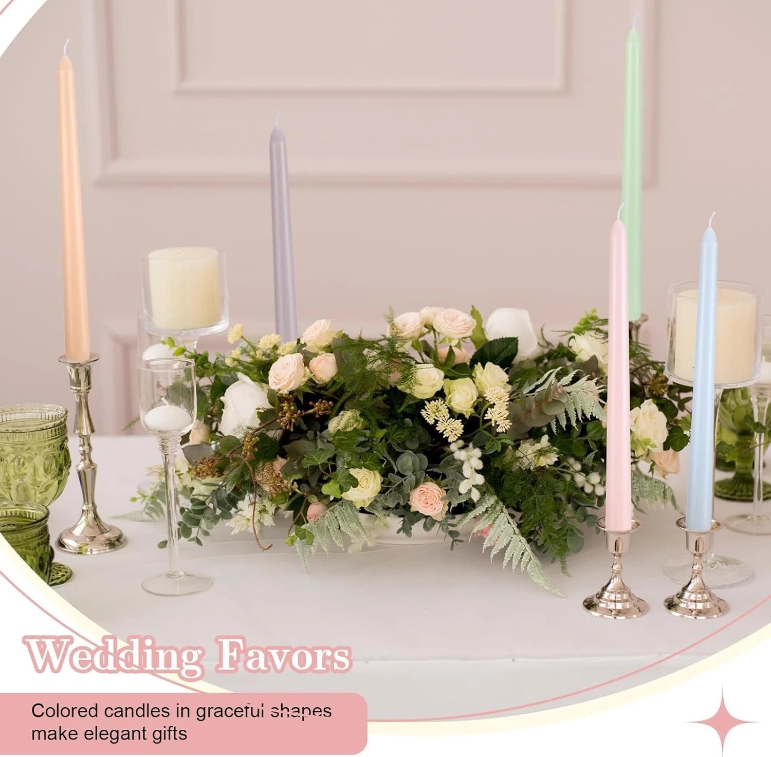 6 Pcs Candy Taper Candles 10 Inch Pastel Unscented Smokeless Tapered Candles 07FC0E-D4 - KOEEK
