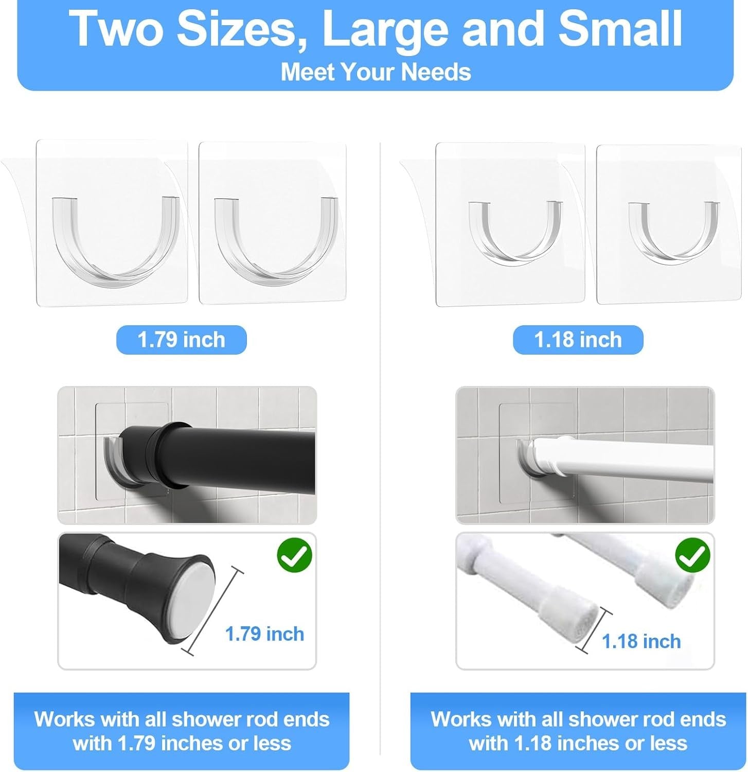 new Shower Rod Holder with Strong Adhesive, 4 Pack Curtain Clear