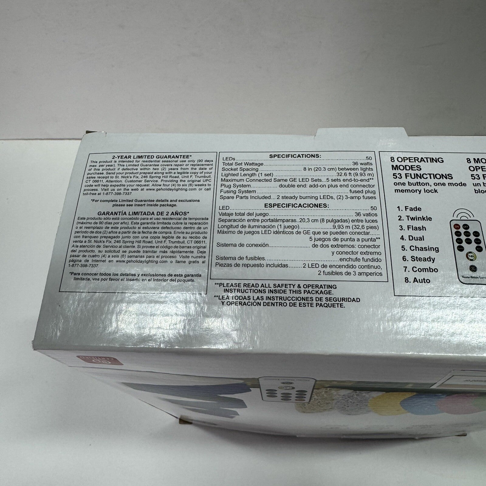 50 GE Color Effects Diamond Faceted RGB C9 LED Lights w/Remote Holiday Christmas GE - KOEEK