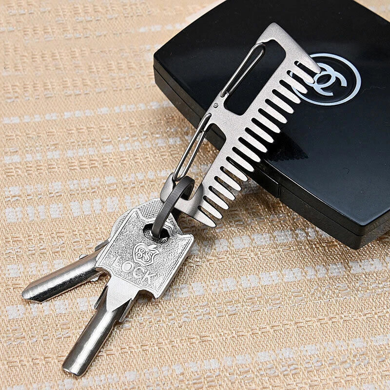 EDC Titanium Ti  Antistatic Comb Unique Pocket Comb Hair Beard Key Chain Comb 07FC0E-D4 - KOEEK