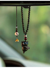 Natural Sandalwood Cute  Car Rearview Mirror Hanging Pendant Decoration 07FC0E-D4 - KOEEK
