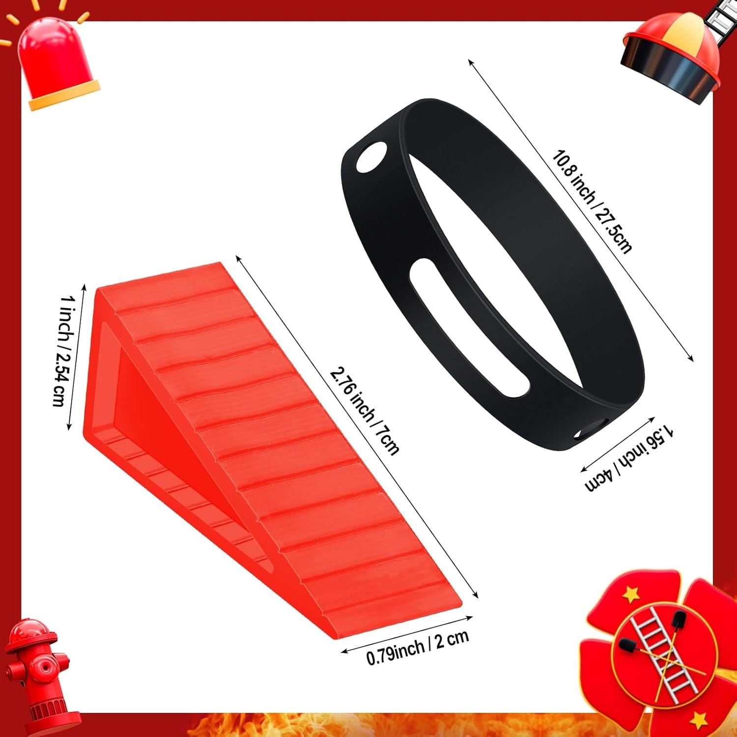 new 7 Pcs Firefighter Door Stopper with Helmet Band and Fire Stickers Set... 07FC0E-D4 - KOEEK