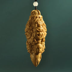 10cm Boxwood Handmade Carve Handicraft Ritual Implement Pendant Chinese Retro 07FC0E-D4 - KOEEK